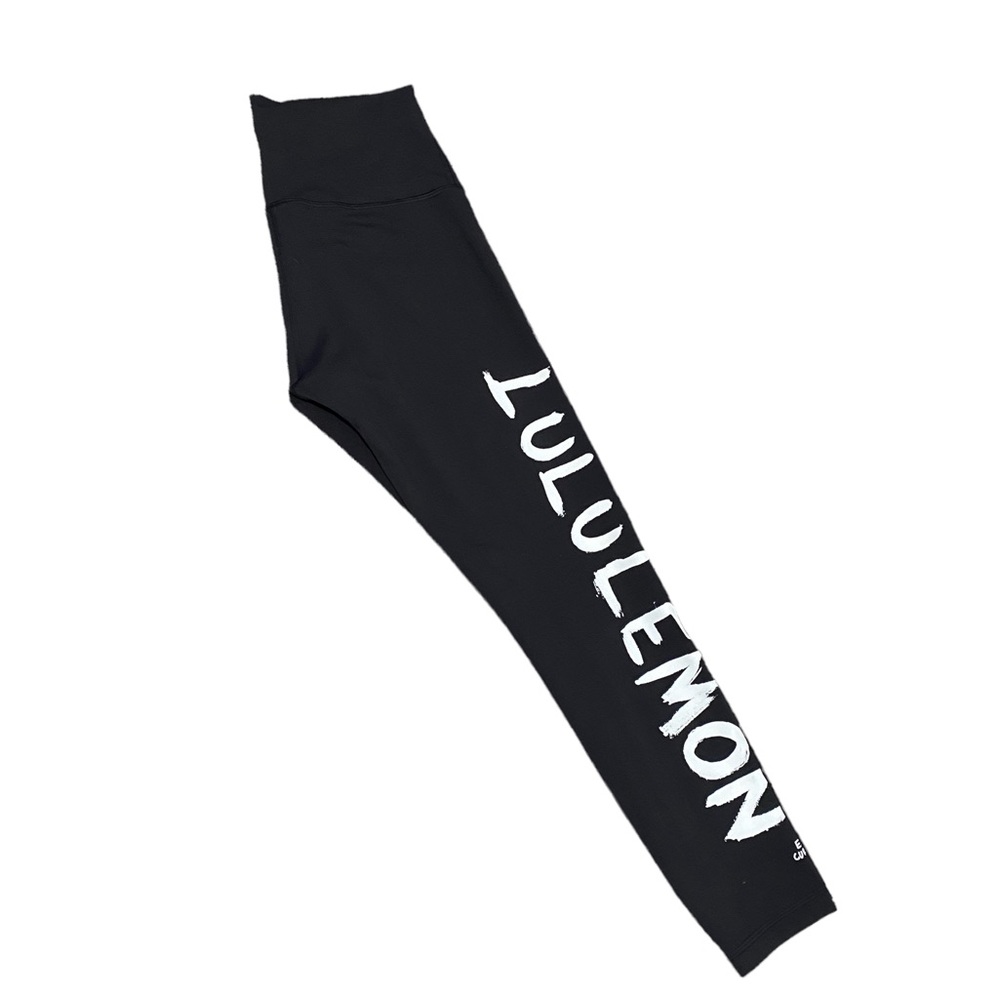 lululemon athletica Black Leggings with White Logo